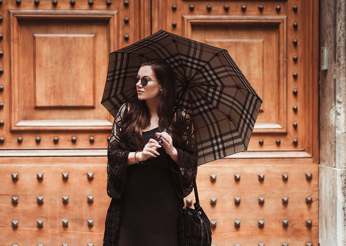 Burberry Umbrella Outfit in Rome