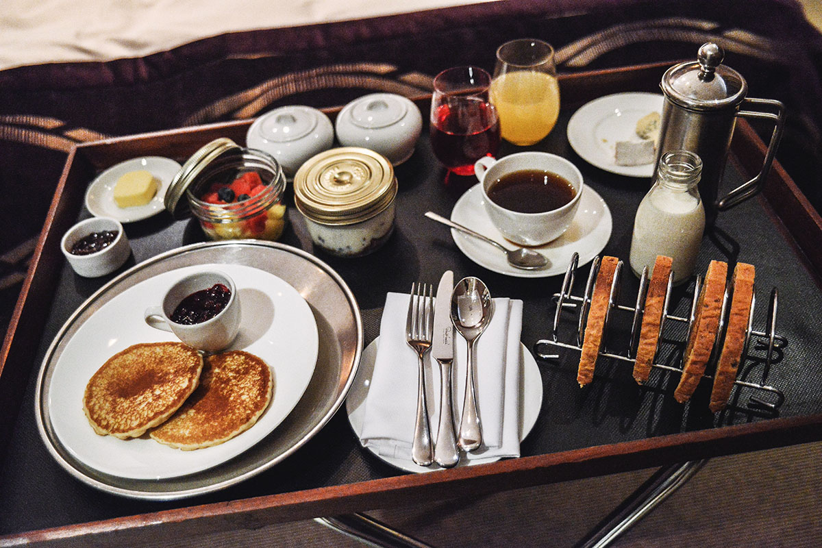 British breakfast at hotel room