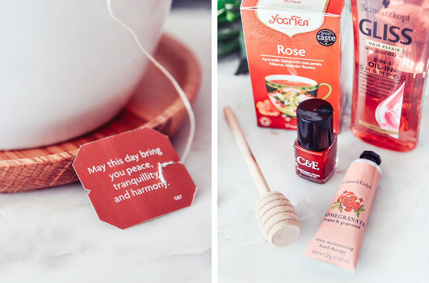 YogiTea Rose & Crabtree & Evelyn Pomegranate Argan & Grapeseed Hand Therapy
