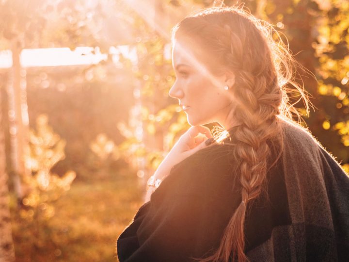 French Side Braid + Poncho in the Sunset