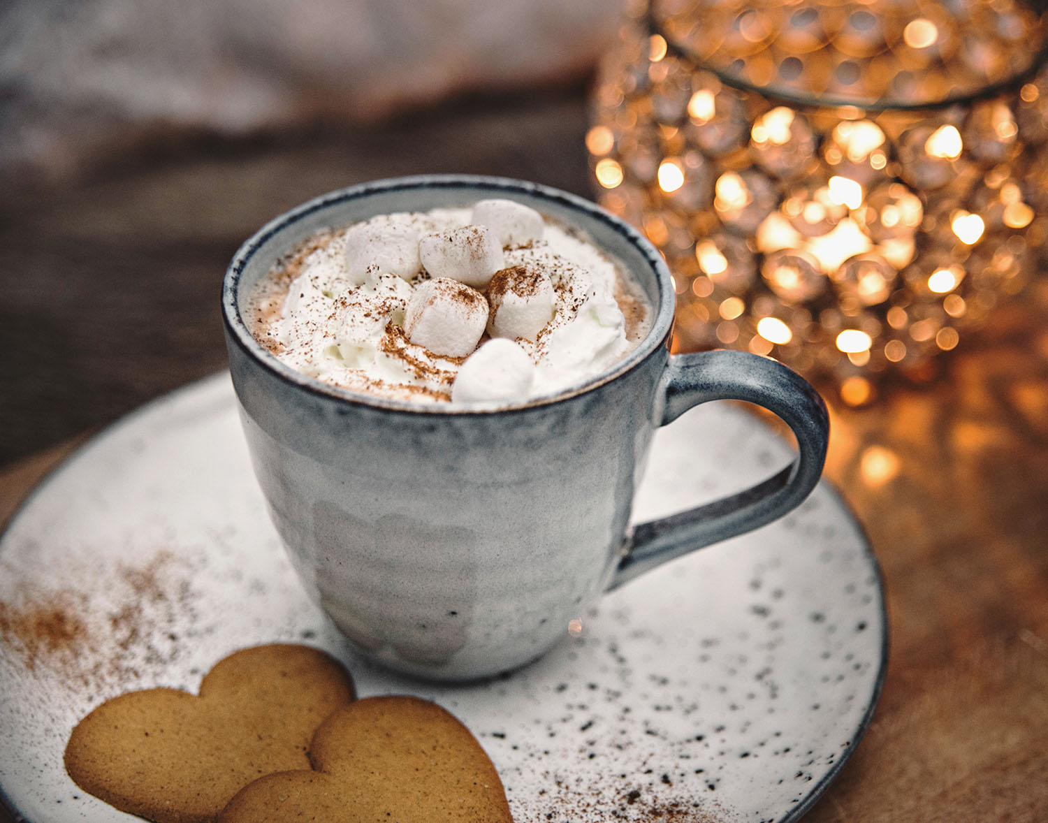 hot cocoa with marshmallows and whipped cream