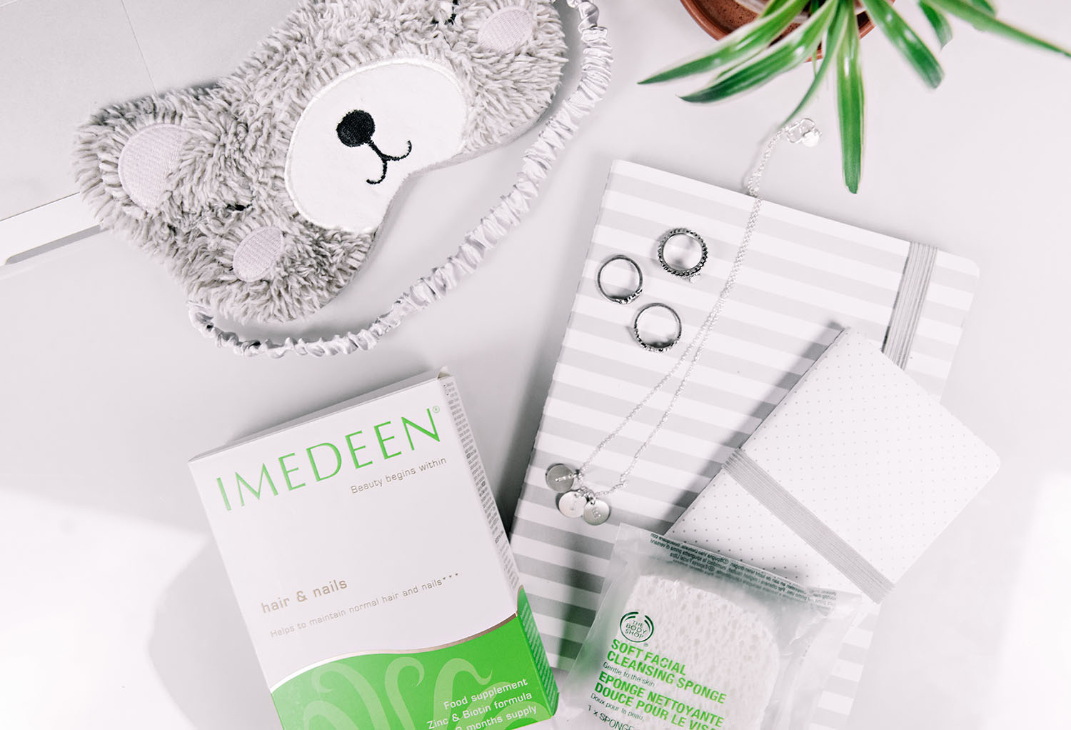 Flatlay with winter beauty favorites