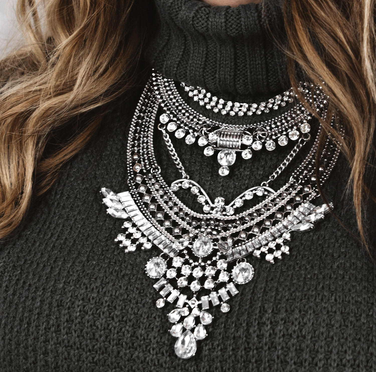 Oreleaa Fashion Long Boho Bib Statement Turkish Jewelry Choker Necklace for Women