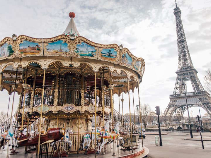 Carrousel in front of The Eiffel Tower in Paris