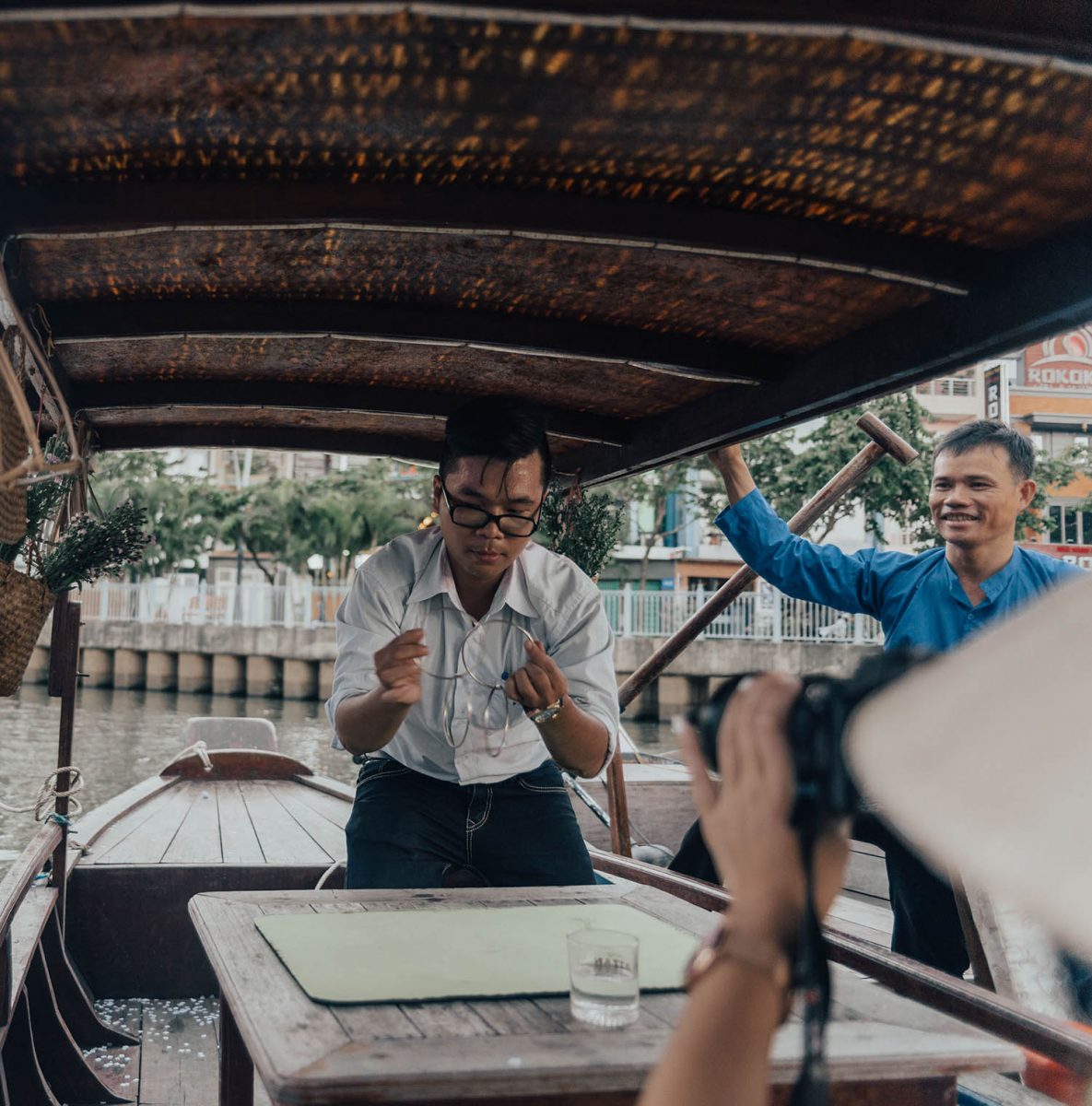 Magician performing at canal tour in Ho Chi Minh City