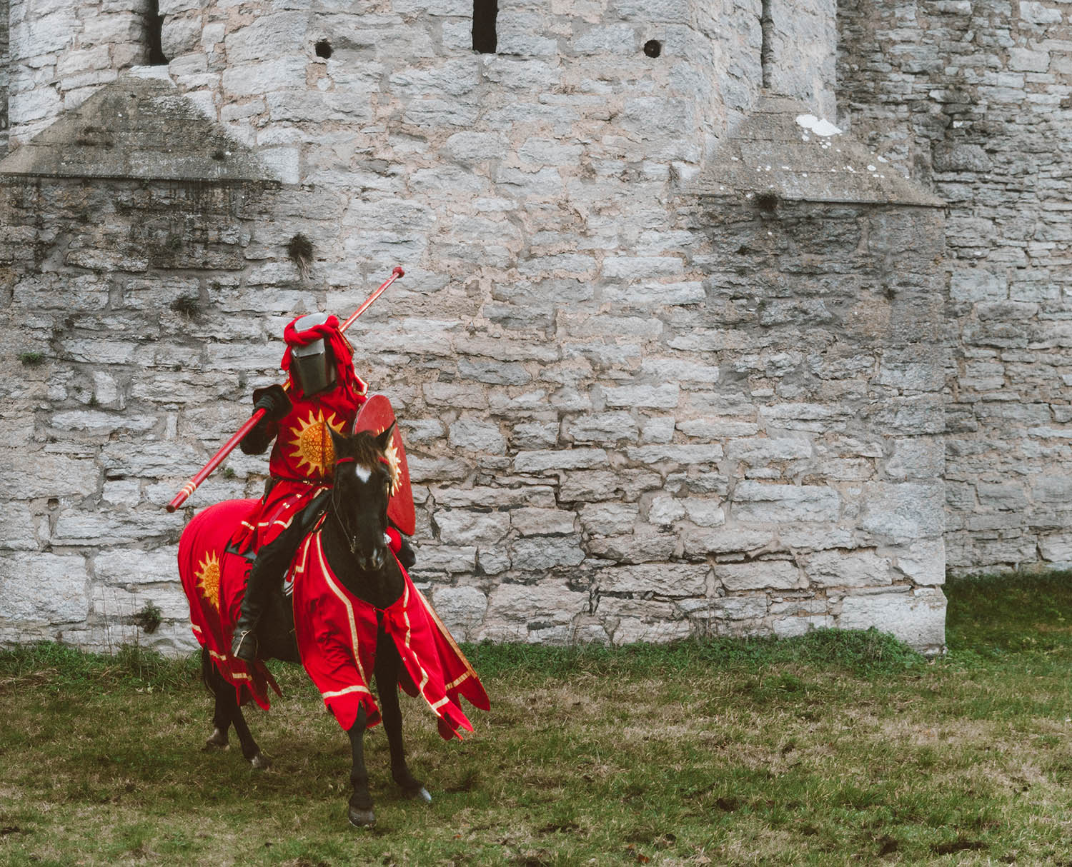 Red Medieval Knight in Visby, Gotland