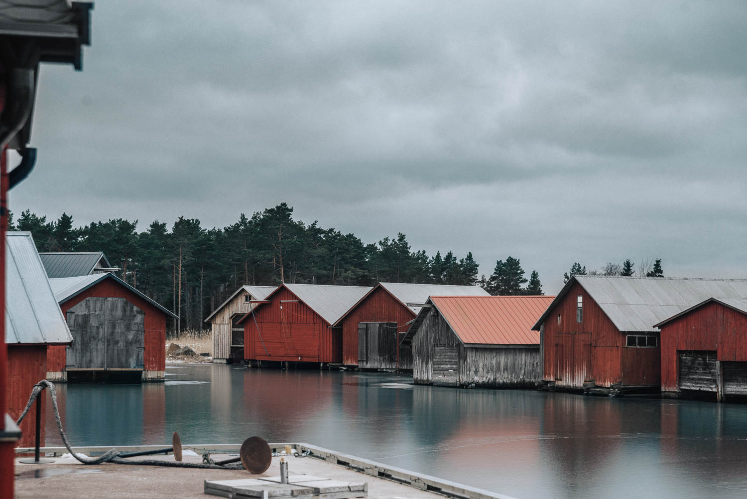 Röda bodar i Käringsund, Eckerö, Åland